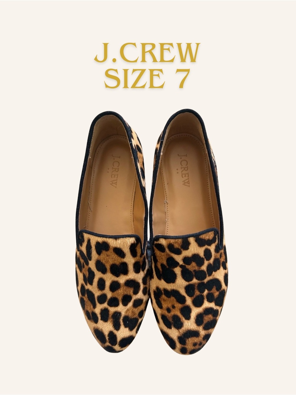 J. Crew Leopard-Print Calf Hair Women’s Loafers flats - Brown and Black Size 7